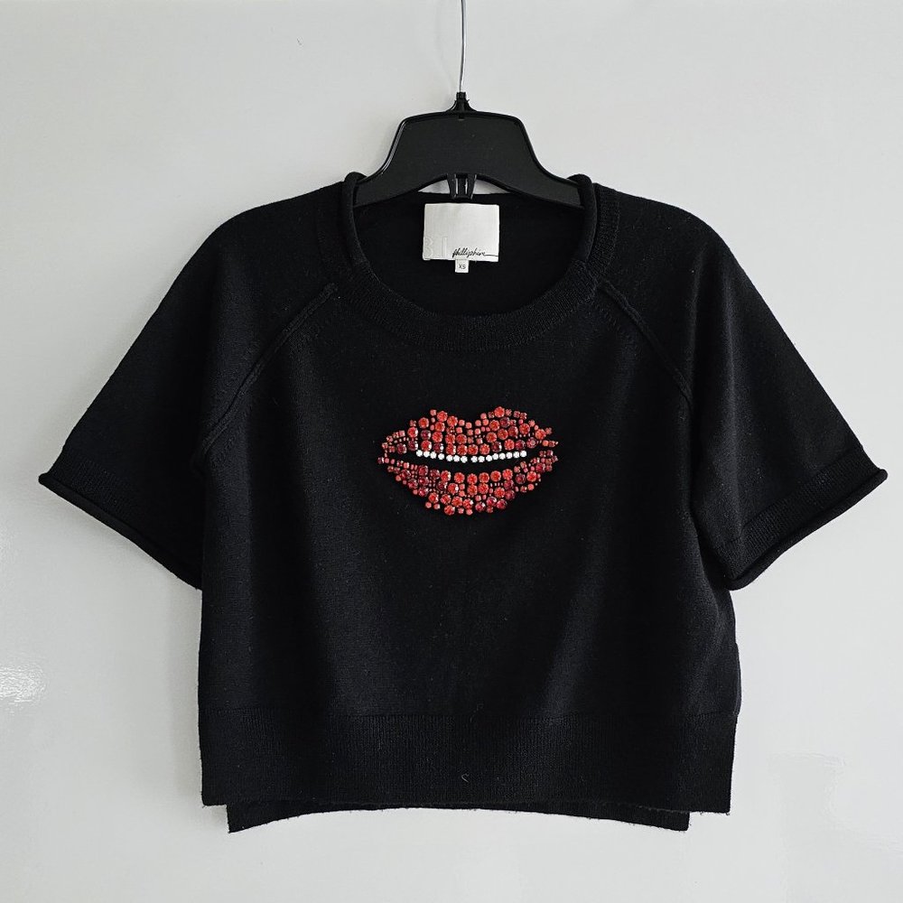 Phillip Lim Rhinestone Lip Sweater - 100% Merino Wool